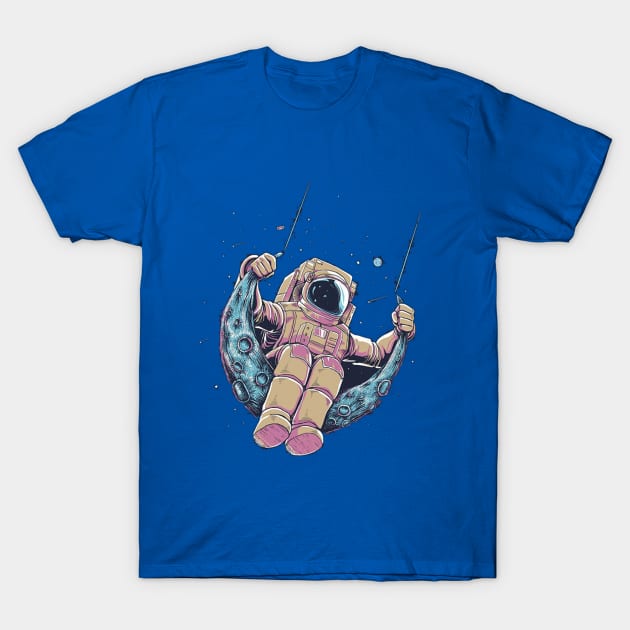 Astronaut in moon swing T-Shirt by BenHQ